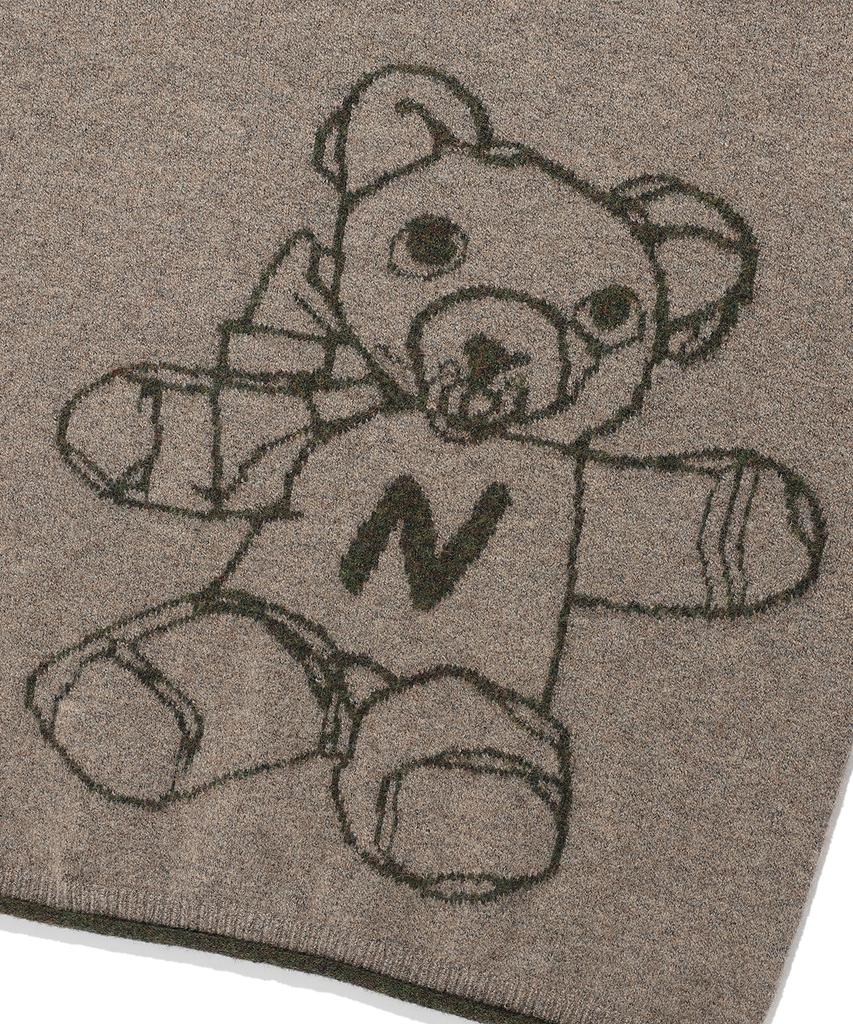 NICEGHOSTCLUB Bear Graphic Wide Crop Knit_Brown(Ng2Gffk604A)