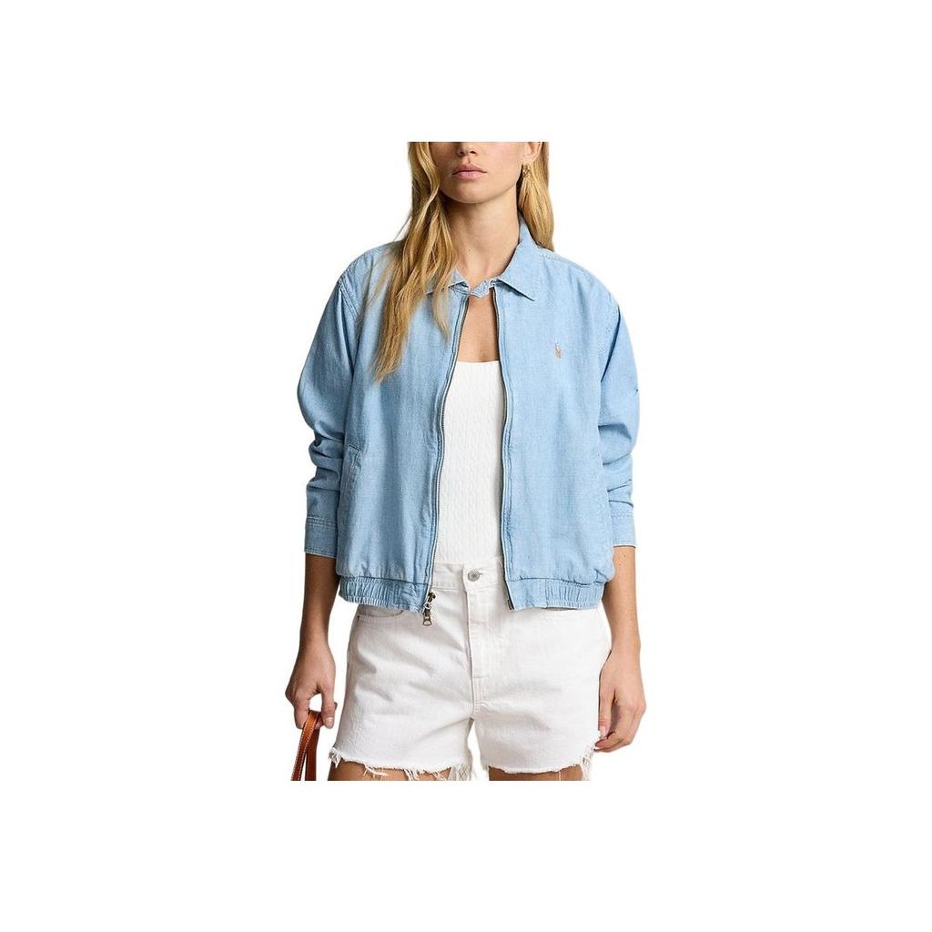 Polo Ralph Lauren Ss24 Solid Color Small Pony Embroidered Zip-Up Loose Jacket Women jackets Blue WMPOOTWN5A20079-450
