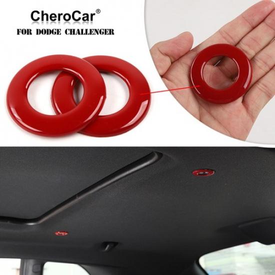Interior Roof Reading Light Lamp Frame Trim Cover for 2014+ Dodge Challenger Red