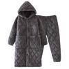 Übergröße, langer Bademantel mit Kapuze, Nachtwäsche, baumwollgepolstertes Flanell-Paar-Pyjama-Set, lockere Winter-Homewear, verdickte warme Nachtwäsche