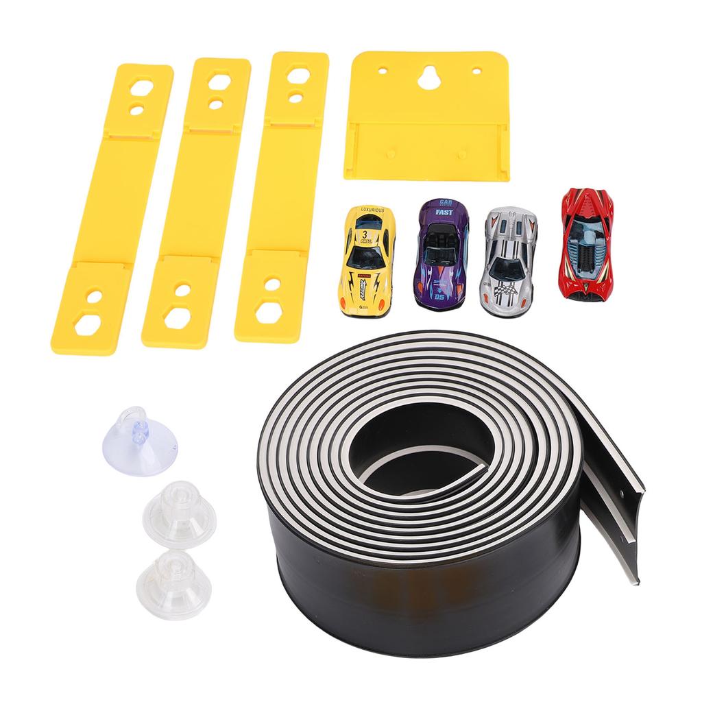 ible Race Car Track Rolls Up Portable   Track Racetrack Toy with 4 Cars for 3 To 10 Years Old Boys