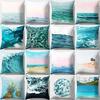 Sea Waves Beach Pillowcase Office Cushion Creative Home Car Lumbar Cushion Cover Sea View Pillow Cover Pillow Case 45X45Cm Seat