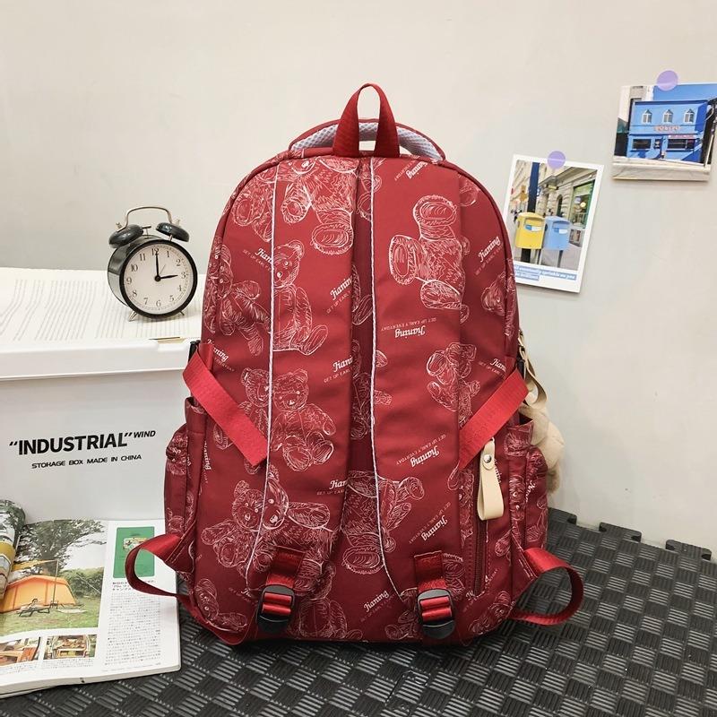 Wind bear schoolbag female junior high school student large capacity backpack college student cool light backpack