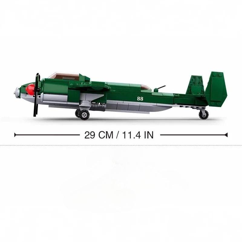 311PCS Military Air Force TU-2 Medium Bomber WW2 Aircraft Model Building Bricks Educational Toy for Kids No Box
