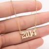 1980-2019 Birth Year Number Charm Pendant Stainless Steel Chain Necklace Jewelry