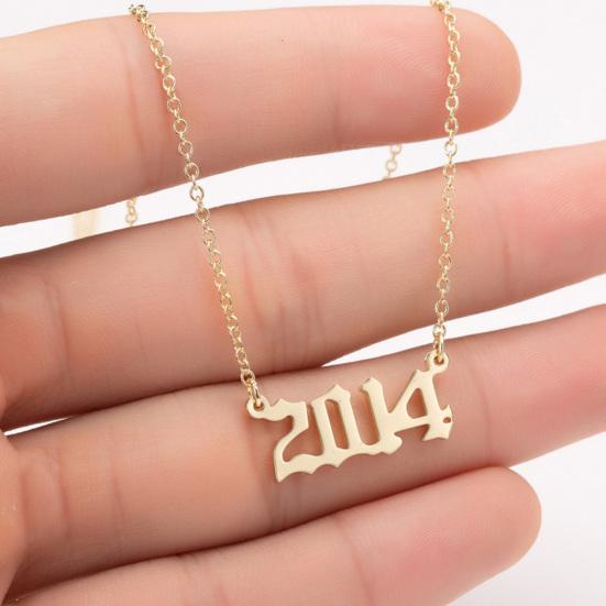 1980-2019 Birth Year Number Charm Pendant Stainless Steel Chain Necklace Jewelry