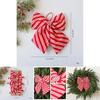 Red And White Diagonal Stripe Bow Pendant For Holiday Scene Decor