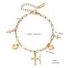 Women's Luxury Drip Oil Flower & Heart Pendant Stainless Steel Bracelet