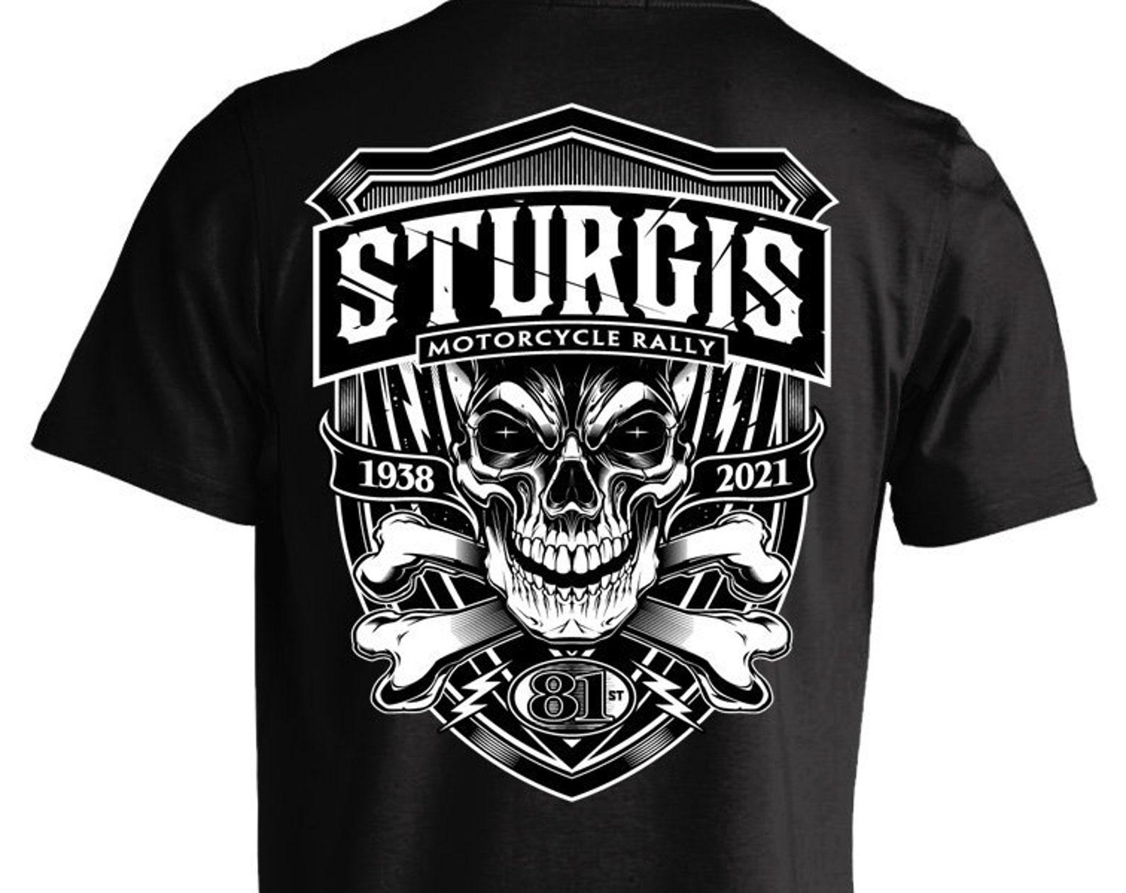 2021 Sturgis Motorcycle Rally 81st Anniversary Skull & Crossbones T shirt (BACK PRINT) S