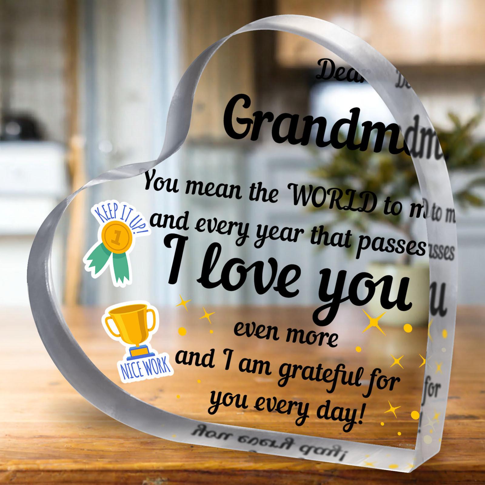 

2D Flat Charming Colorful Heart Acrylic Plaque - Perfect Grandma Gift & Elegant Home Decor for Any Occasion,Acrylic Decor for Bedroom Living, 10*10cm