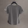 Women's Rhinestone Heart Rolled-Edge Short Sleeve Slim Fit T-Shirt