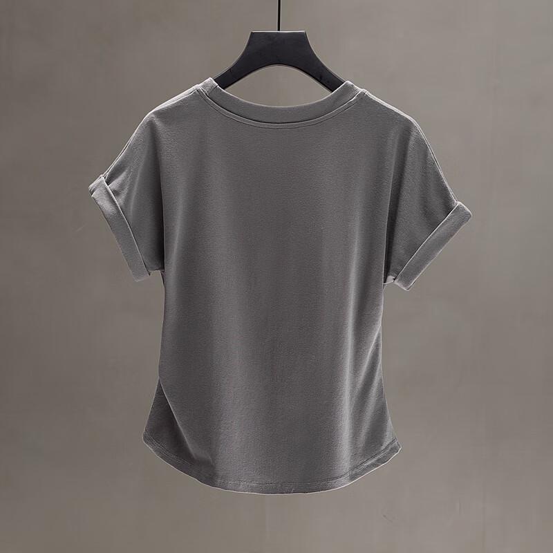 Women's Rhinestone Heart Rolled-Edge Short Sleeve Slim Fit T-Shirt