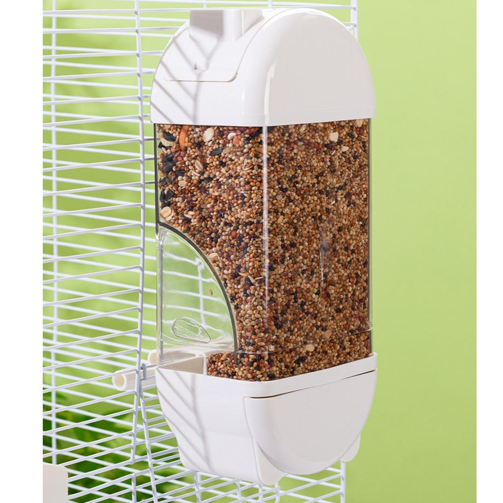 Automatischer Vogelfutterspender Klare Designs Hängender Vogelkäfig-Futterspender Futterbehälter für Papageien Wellensittiche Sittiche und Nymphensittiche
