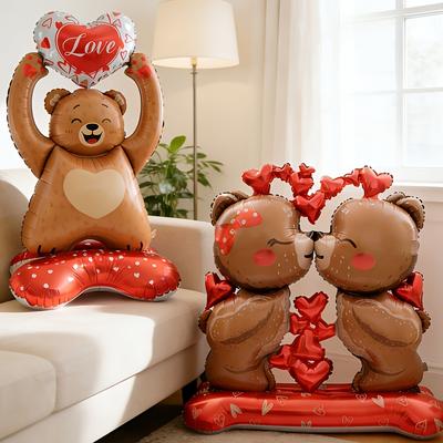 1/2pcs Large Standing Valentine's Day Bear Balloon, Suitable for Valentine's Day Party Decorations, Wedding Decorations