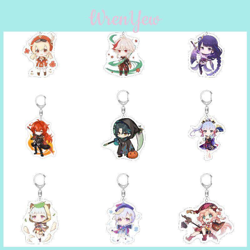 High Quality Genshin Impact Acrylic Keychain Anime Cartoon Kawaii Keyring Pendant