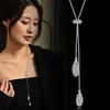 Spring, Summer, Autumn And Winter Versatile Water Drops Full Diamond Drawing Necklace Women'S Fashion Personality Design Fringed Chain