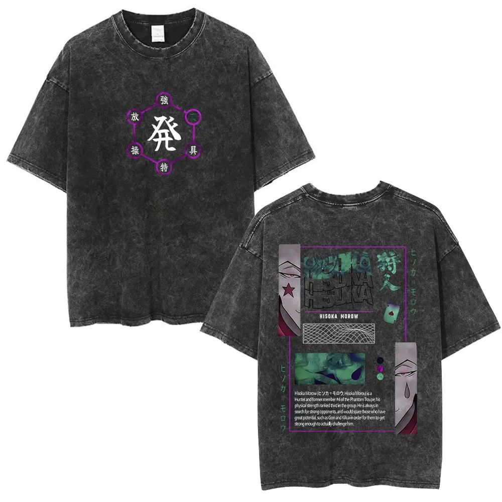

Anime Hunter X Hunter GON·FREECSS T-shirt Men s Fashion Vintage Washed Short Sleeve T Shirt Cotton Casual Oversized T-shirts S