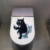Cat Toilet Stickers Waterproof Toilet Tank Lid Decals Cartoon Black Cat Toilet Seat Cover Sticker for Bathroom Restroom Door Wall Decor