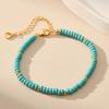 Gold Plated Turquoise Color Disc Bead & Gold Spacer Bracelet With Extension Chain