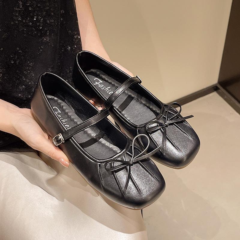 Fairy flat-bottomed evening breeze gentle single shoes Fairy shoes 2025 new summer square head Mary Jane shoes single shoes