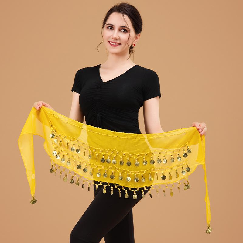 

Custom Belly Dance Hip Scarf with 72 Gold Coins, Three-Layer Waist Chain for Women One Size