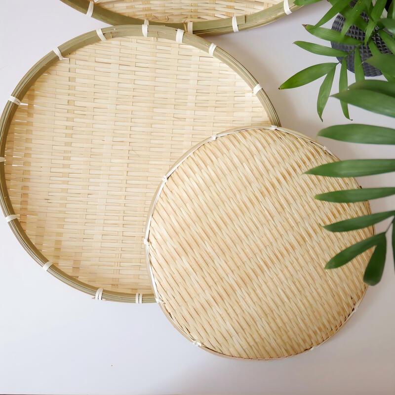 Handwoven Bamboo Fruit Basket & Serving Tray
