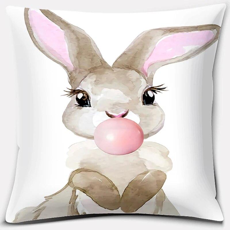 Cute Rabbit Series Pattern Pillowcase Square  Home Office Decoration