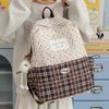 Plaid Backpack Junior High School Student Schoolbag Plaid Large Capacity Backpack