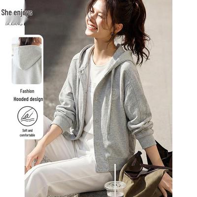 Damen Freizeit Kapuzen-Sweatshirtjacke mit Reißverschluss