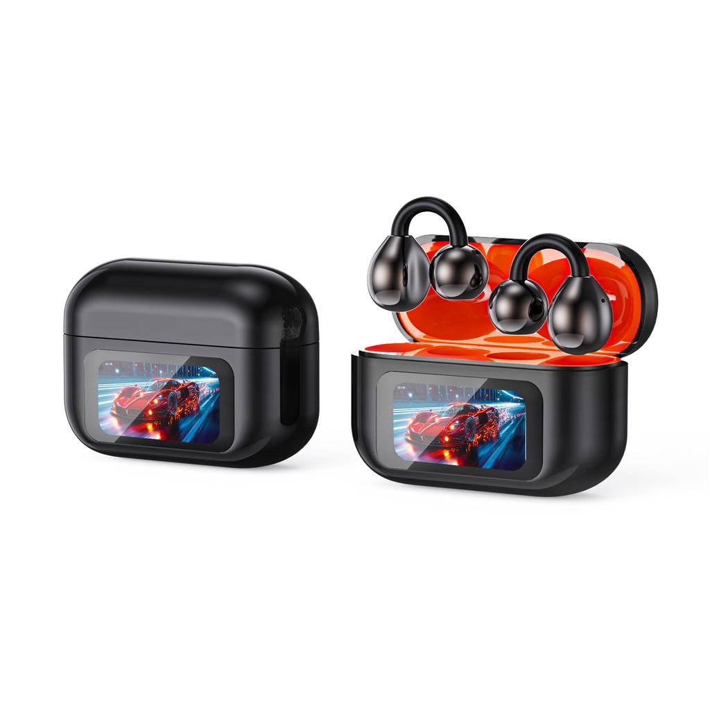 Open Ear Clip Wireless Earbuds BT 6.0 Sports Earphones Intelligent Touch Color Screen Fitness Headphones for Sports and Fitness