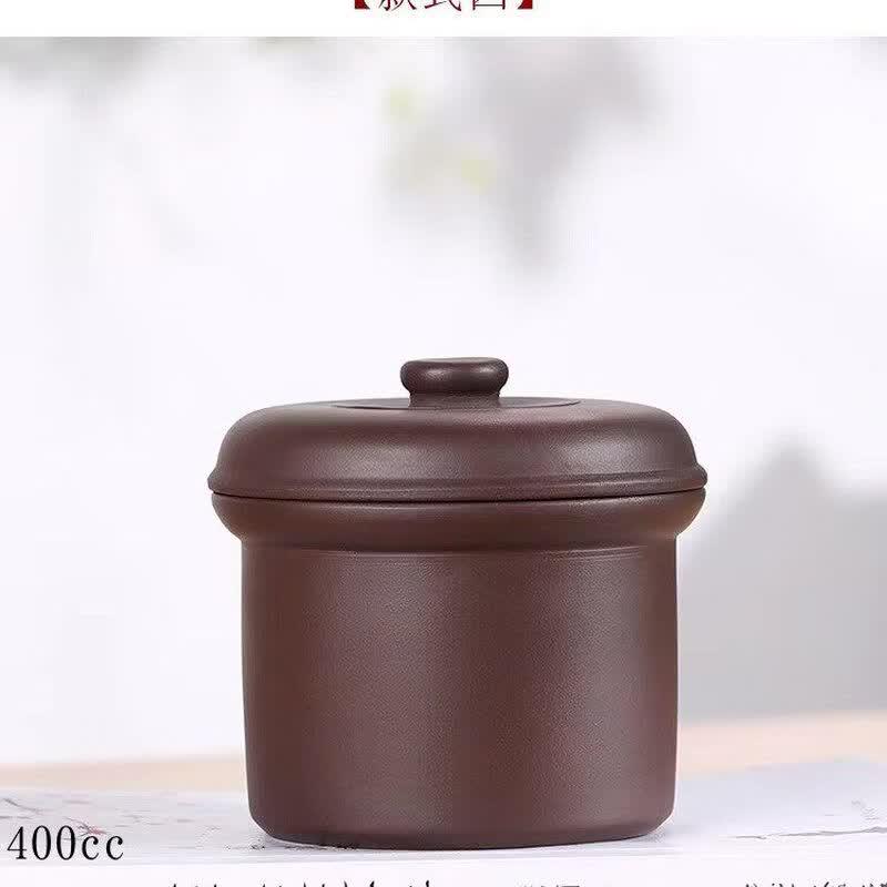 Yingtang 400ml Purple Clay Double Lid Stew Pot