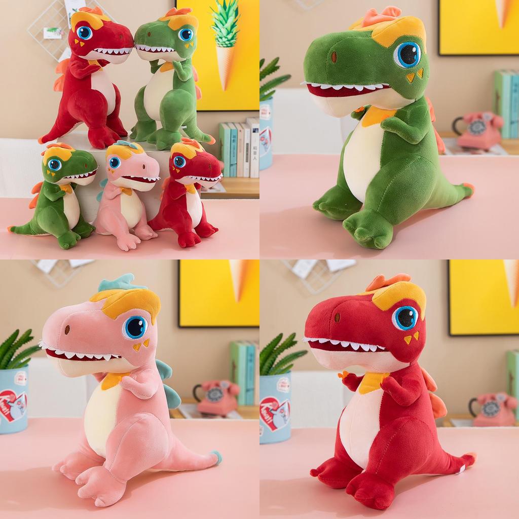 Dinosaur Plush Toy With Multicolor Flames For Kids Play And Comfort