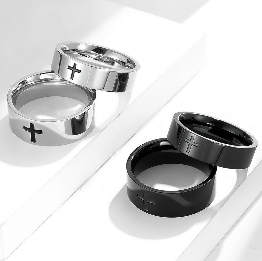 2026 Jewelry Simple Cross Ring, Black Cross Couple Ring