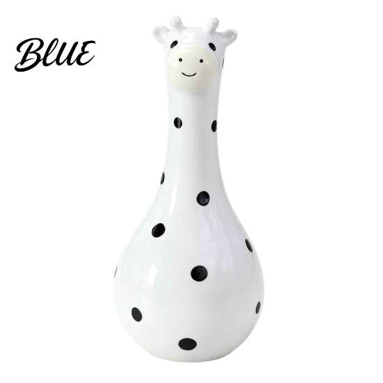Vivid Texture Animal Figurine Cute Polka Dot Giraffe Vase, Hand-painted Resin Flower Creative Big-mouthed Artistic Bouquet Holder for Home Living Room