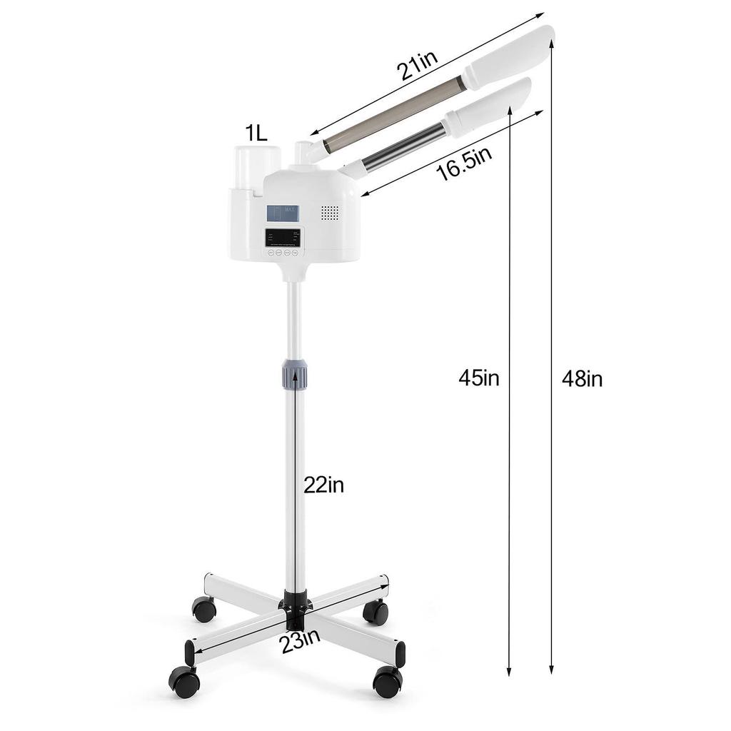 Dual-Function Facial Steamer with Touch Screen Timer, Cold/Hot Mist, LED Lamp, and Magnifying Glass