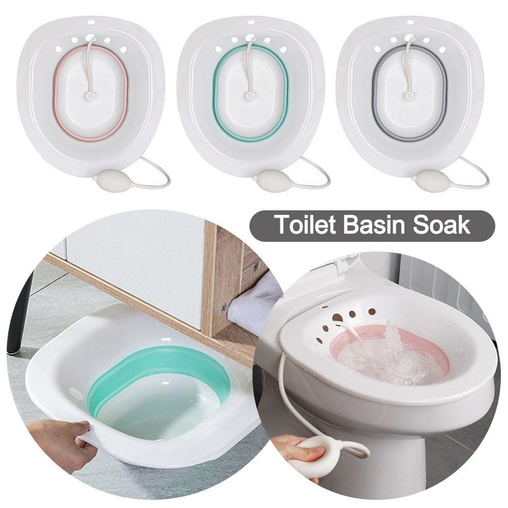Easy To Use Foldable Sitz Bath Kit Portable Basin Universal Fit Hip Bath Bowl Manual Flushing Postpartum Care Kit Toilet Seat