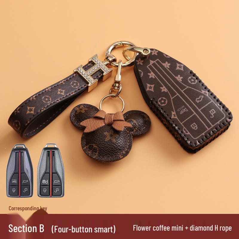 Key Case for 20 Hongqi Models: H5, H7, HS5, HS7 - Car Remote Control Cover with Female Buckle