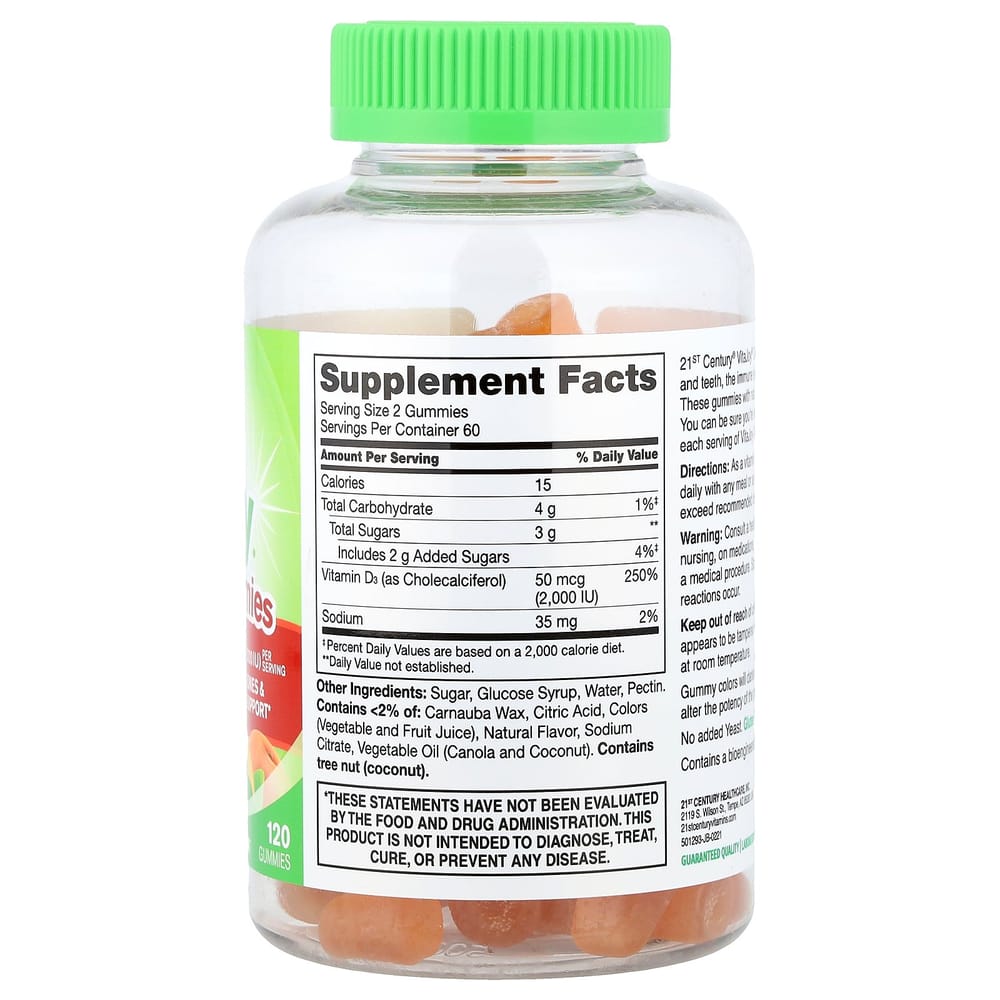 21st Century Sentry VitaJoy Daily D3 Peach 2000IU Gummies, 120 Count