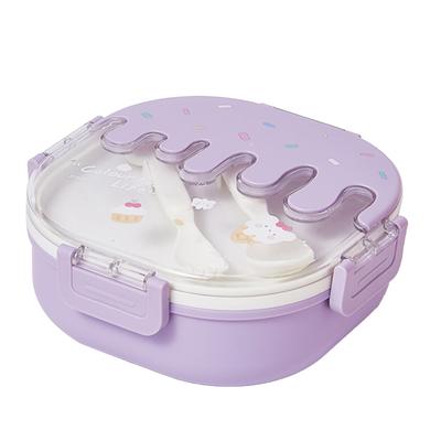 Bento Lunchbox für Kinder Erwachsene 3 Fächer Plastik Niedlich Eis Lunch Snack Behälter mit