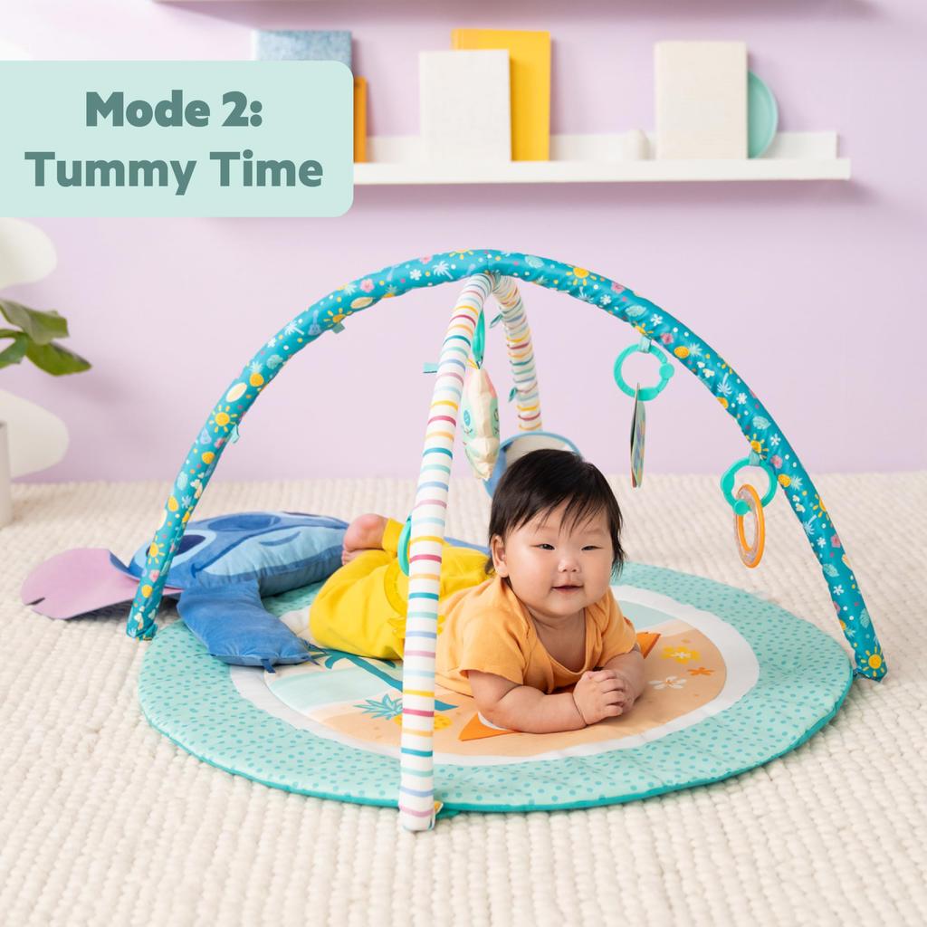Bright Starts Disney Baby Stitch Party in Paradise Play Gym Mat with 5 including a removable Stitch plush Suitable for ages 0M and & Toys, toy. up.