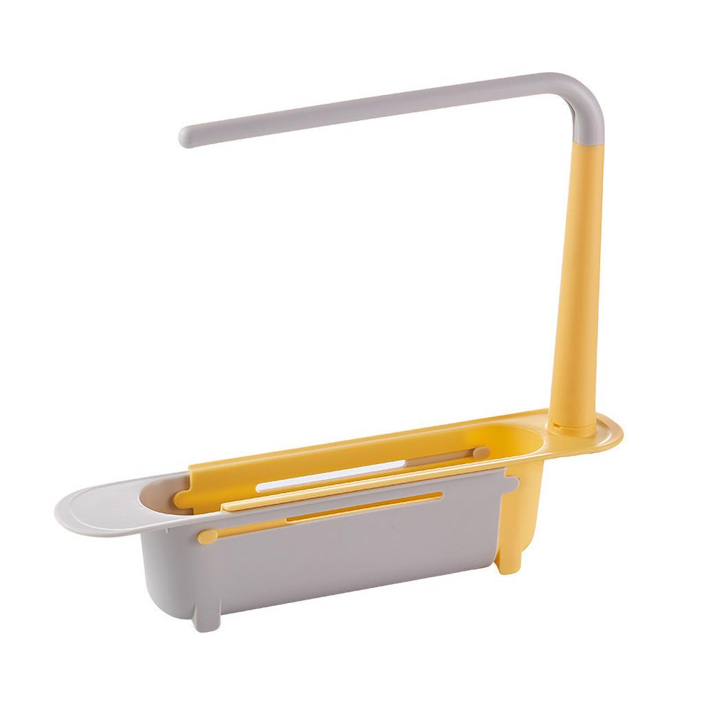 Kitchen Sink Rack Color Block Retractable Easy To Clean Multipurpose Storage Rack for KitchenBlue