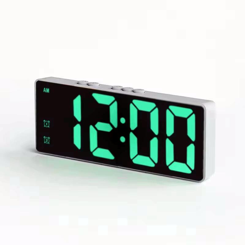 LED Alarm Clock Electronic Student Digital Clock Voice Control Dual Snooze 12/24H Alarms Temperature Mute Table Clock