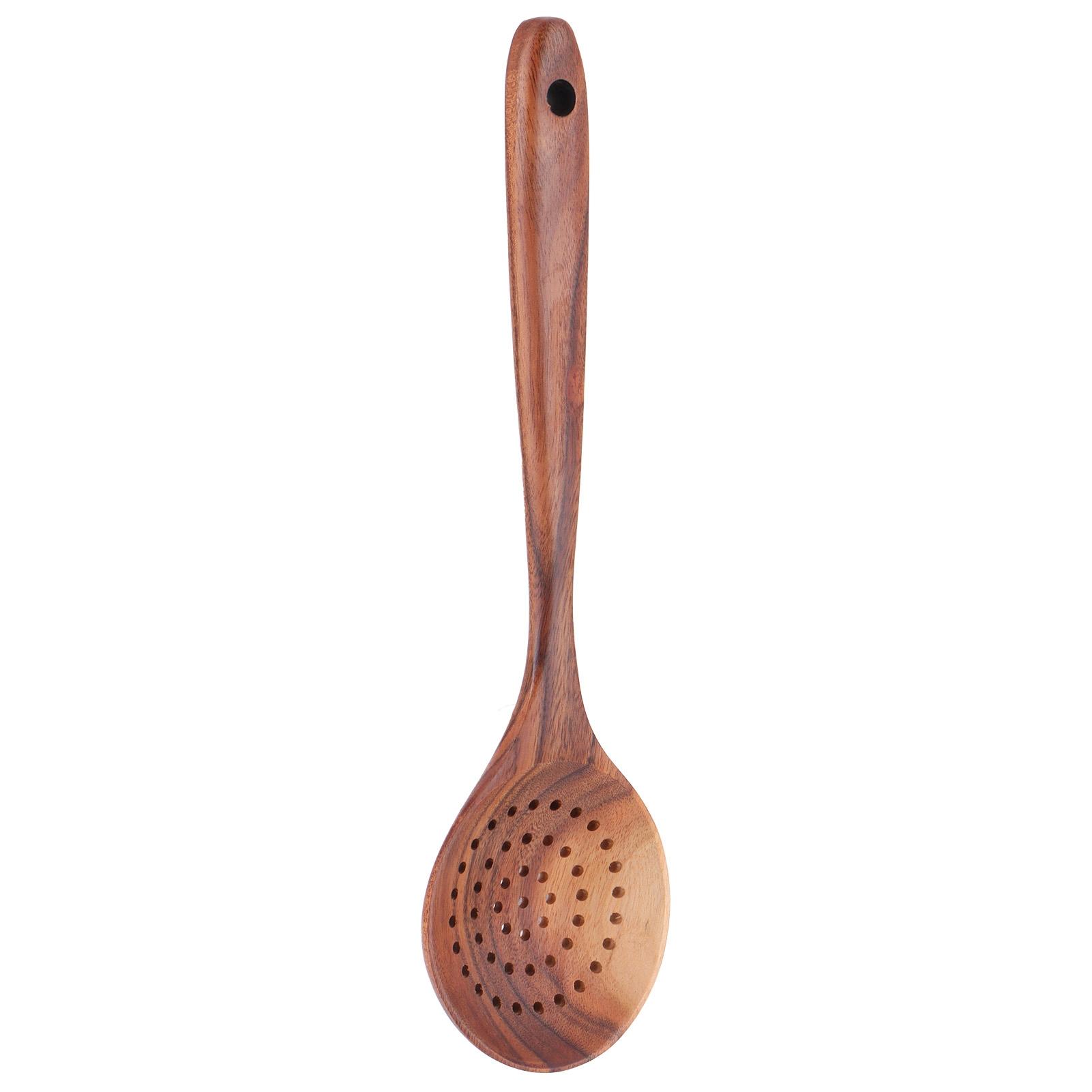 

Slotted Spoon Wooden Long Handle Skimmer Scoop Kitchenware Cooking Kitchen Utensil
