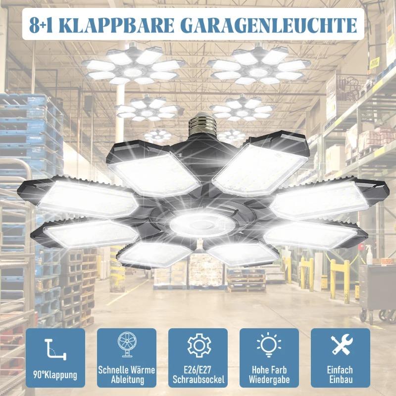 45/60W Leistungsstarke Garagenleuchte LED Faltbare LED-Lampen E27 Verstellbare Mehrfeld-Deckenleuchte für Werkstattlagerbeleuchtung