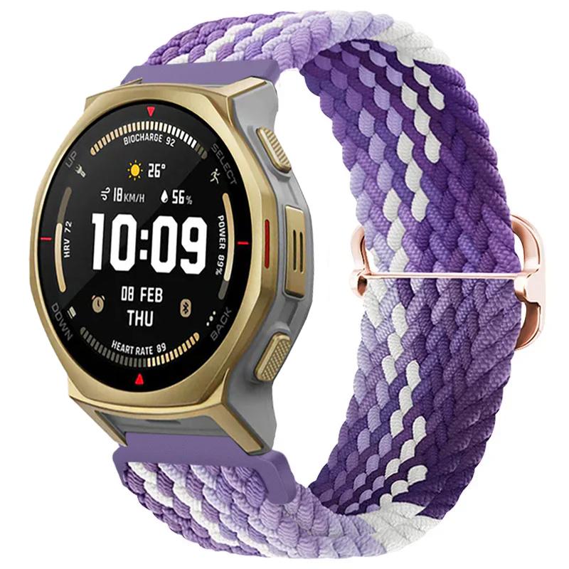20/22mm Nylon Braided Strap For Amazfit T-Rex3 Pro 44/48mm/Helio Comfortable Band Huawei Watch 5/4 GT6-5-4 Pro 46mm Accessories
