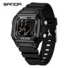 Sanda Men's Outdoor Sports Electronic Watch - Multifunctional, Waterproof, with Countdown and Snooze Feature.
