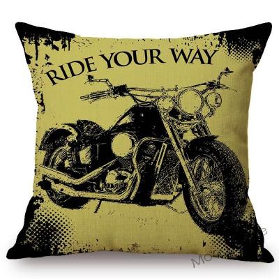 Retro Motorcycle Poster Art Letter Print Ride Your Way Home Decoration Throw Pillow Case Vintage Motor Bike Sofa Cushion Cover