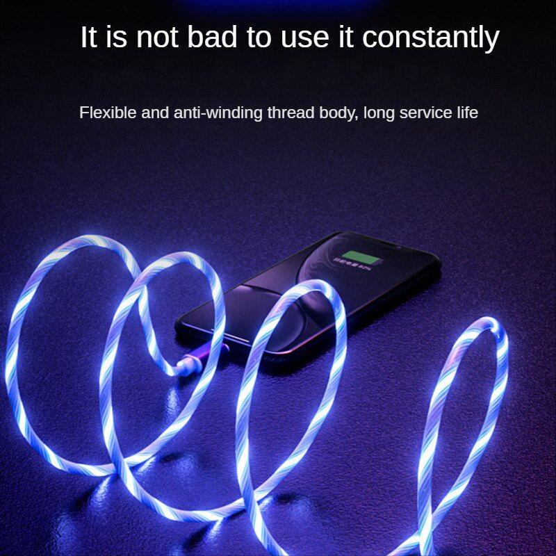 3 In 1 Data Cable, Dual-purpose for Charging and Transmission, Multi-purpose for One Line, 1M Cable Length, Color Light Flow