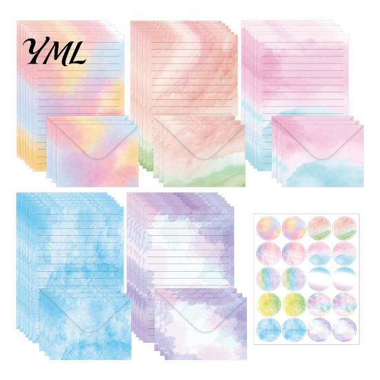 Personalized Correspondence Paper Watercolor Letterhead Set, Envelopes Letter And Stickers Elegant Stationery Kit for Women Kit, Handwritten Birthday