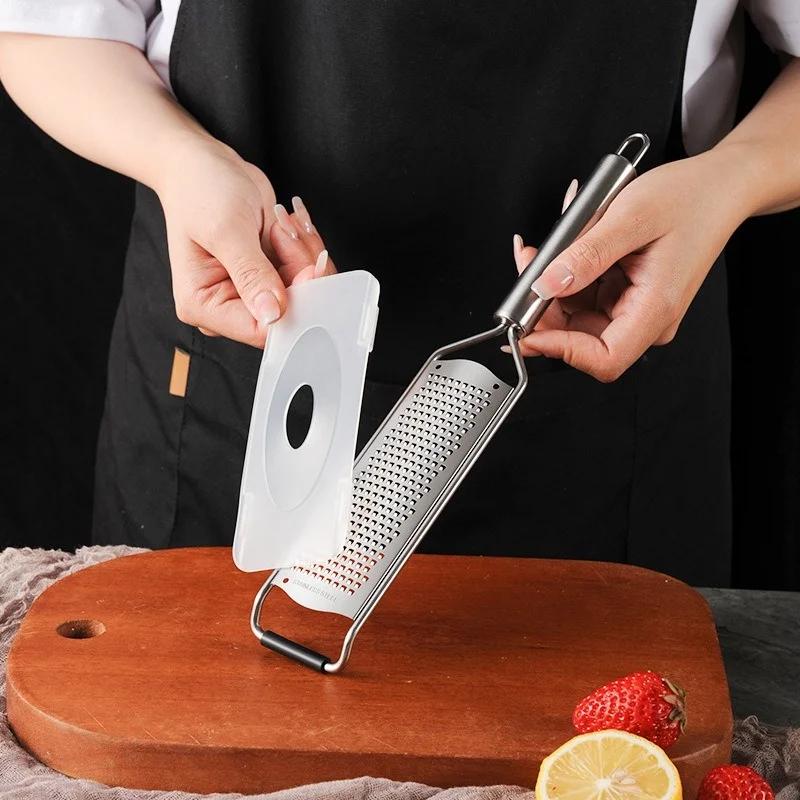 Handheld 304 Stainless Steel Cheese Grater Multifunction Lemon Potato Ginger Garlic Planer Slicer with Lid Kitchen Gadget